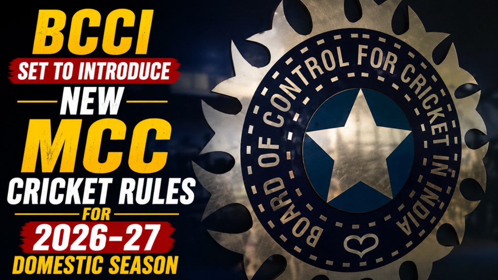 BCCI Set to Introduce New MCC Cricket Rules for 2026-27 Domestic Season
