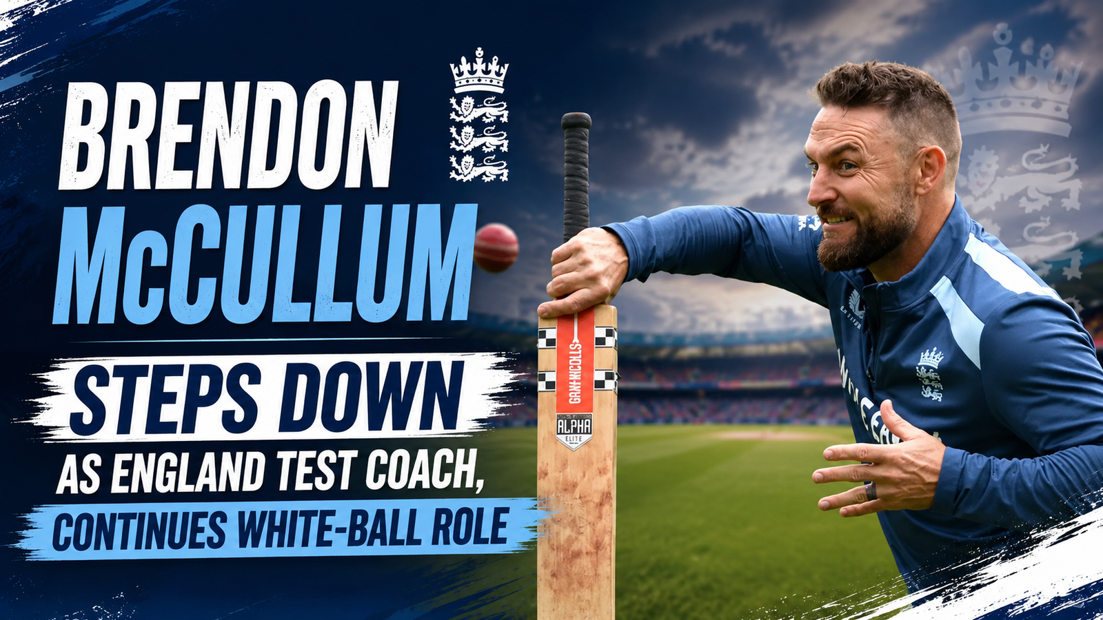 Brendon McCullum Steps Down as England Test Coach, Continues White-Ball Role